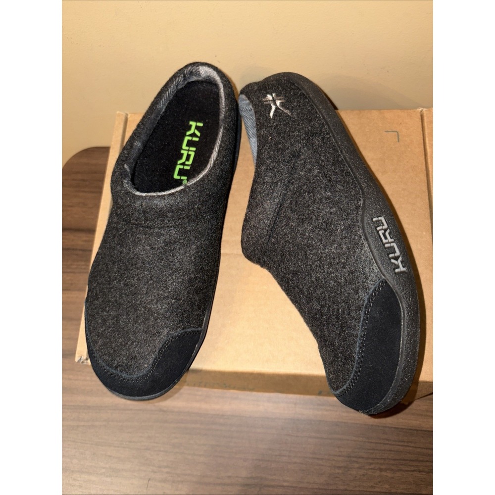 NIB Kuru Draft Slippers Women's 10 Charcoal Black Knit Suede Mule Indoor Outdoor
